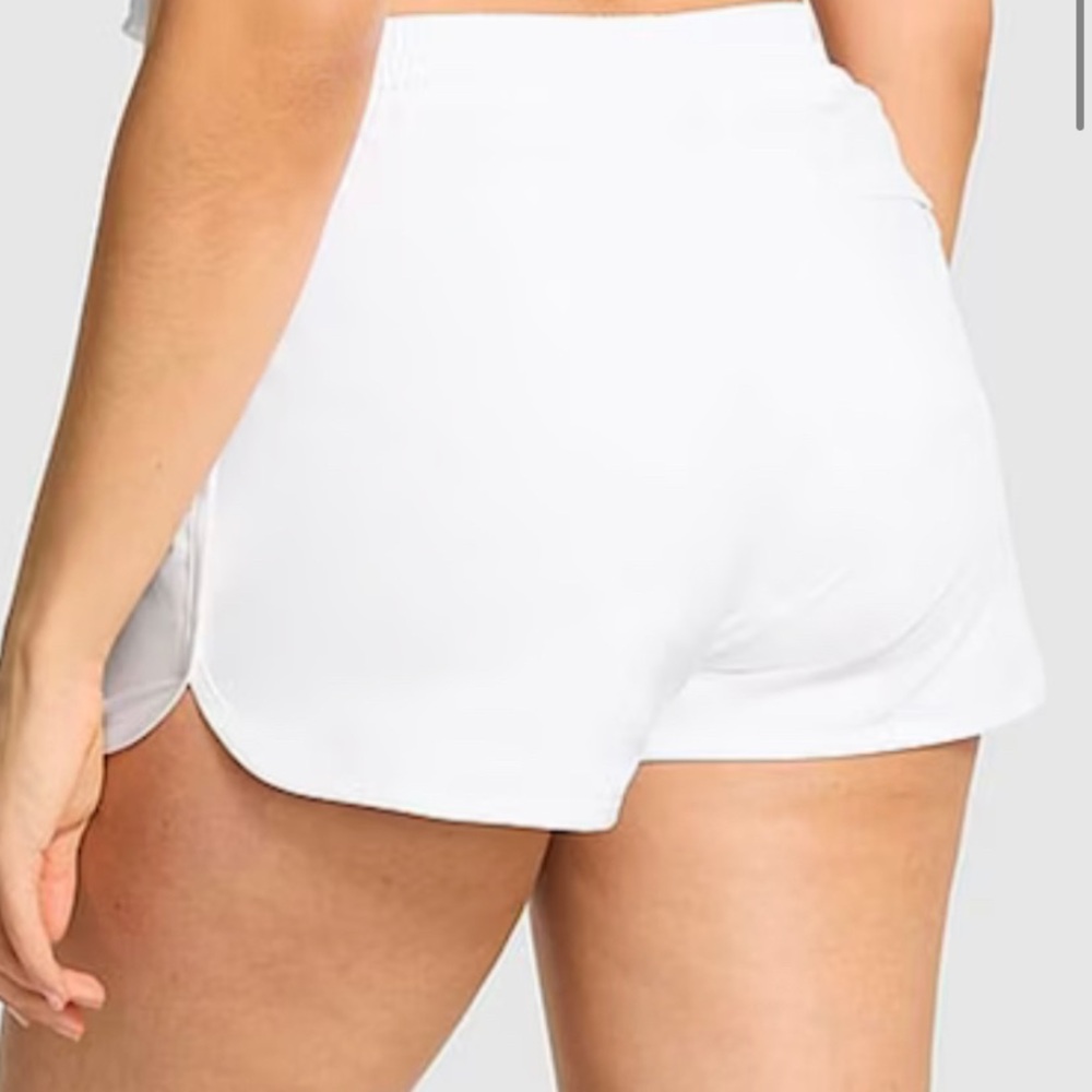 PINK Victoria's Secret White Curved Hem Athletic Shorts with Elastic Waist